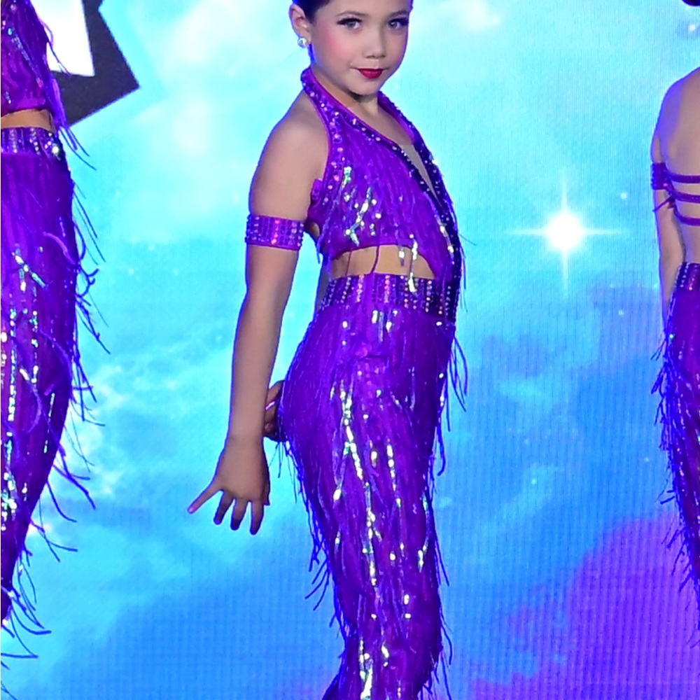 Glamour Purple Fringe Dance Costume